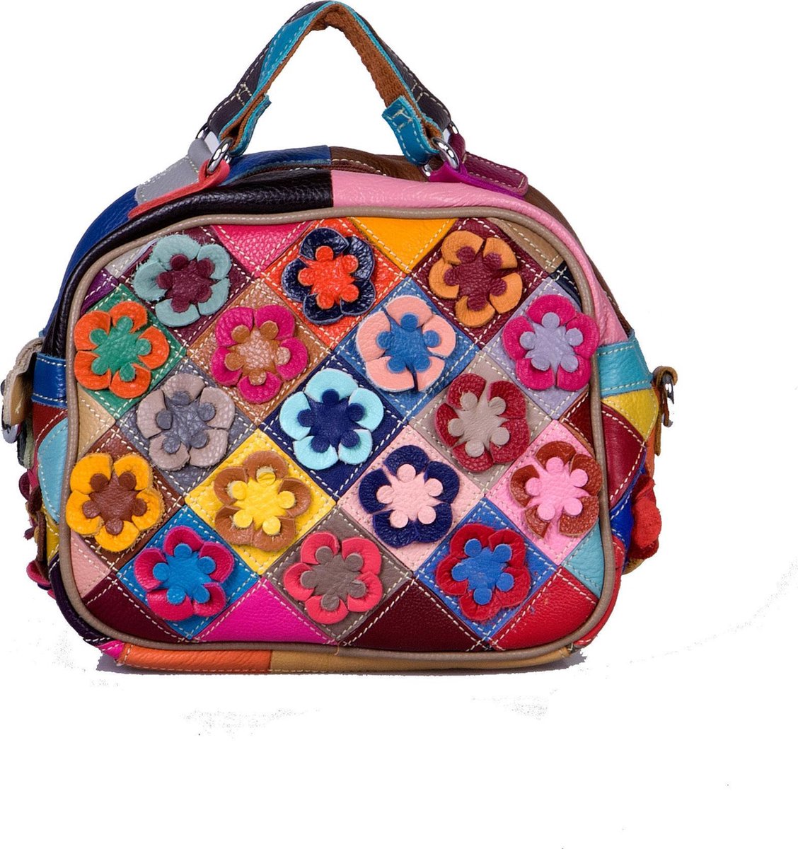 Viabologna festival gekleurde leren schoudertas multicolour model Sant Carles
