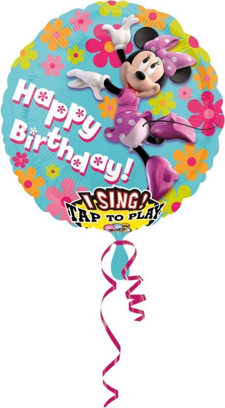 Sing-A-Tune Minnie Mouse Birthday Foil Balloon P75 Packaged
