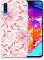 Geschikt voor Samsung A70 Siliconen Hoesje Pink Flowers
