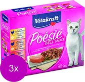 Vitakraft Poesie Multipack Deli Sauce Vlees Pouch 6x85 g - Kattenvoer - 3 x Kip&Kalkoen