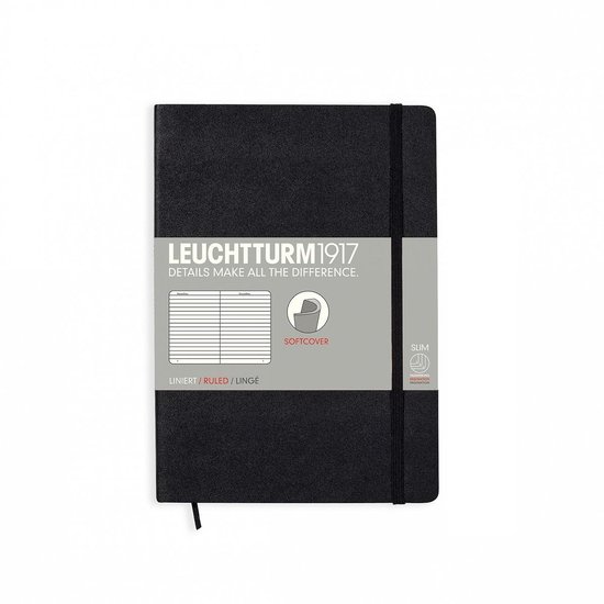 Leuchtturm1917 Softcover Notitieboek Zwart – Medium – Gelinieerd