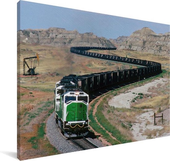 Une longue locomotive à vapeur aux Etats-Unis Toile 90x60 cm - Tirage photo sur toile (Décoration murale salon / chambre)