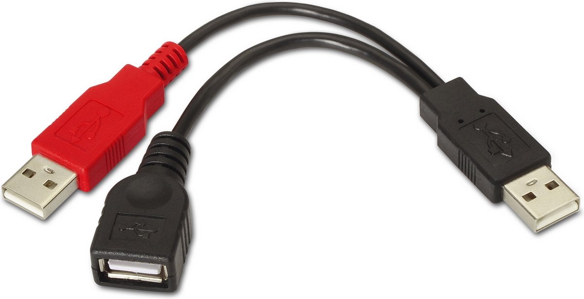 AISENS A101-0030 USB-kabel USB 2.0 0,15 m 2 x USB A USB A Zwart, Rood