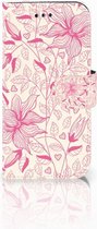 Geschikt voor Samsung Galaxy A3 2017 Uniek Bookcase Hoesje Pink Flowers