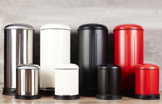 Poubelle à Pédale Rixx avec Couvercle à Fermeture Souple 5L - Rouge - Mat