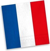 Frankrijk blauw wit rood servetten 20 stuks - Frankrijk thema versiering