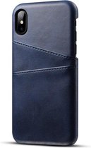 Card Case voor Apple iPhone 8 Plus | iPhone 7 Plus | PU Leren Back Cover | Luxe Telefoonhoesje | Pasjeshouder | Blauw