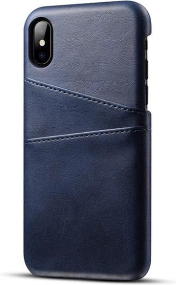 Card Case voor Apple iPhone 8 Plus | iPhone 7 Plus | PU Leren Back Cover | Luxe Telefoonhoesje | Pasjeshouder | Blauw