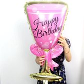 Grote ballon roze glas bubbels "Happy Birthday"