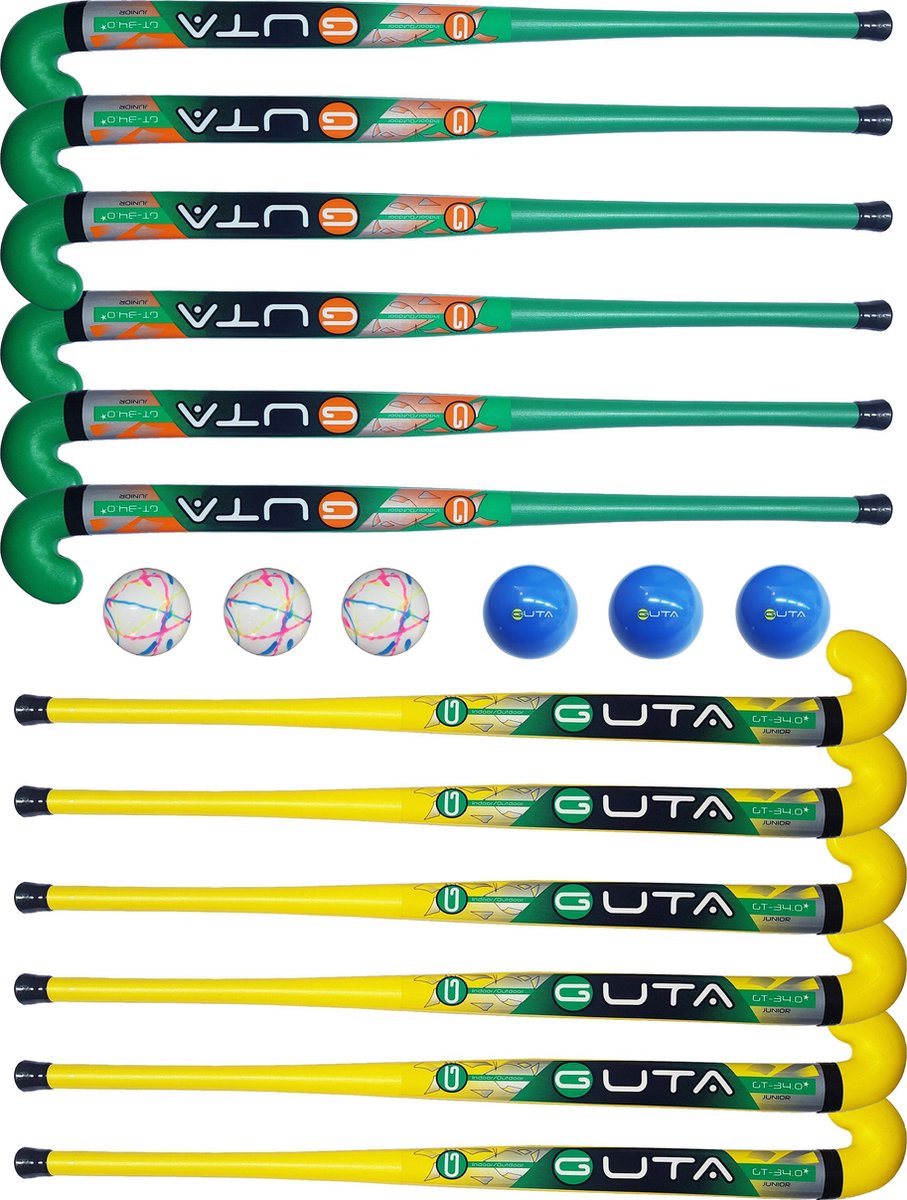 Hockeystick set Guta 12 Sticks + 6 Ballen Jeugd Indoor / Outdoor 34