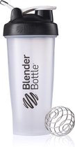 BlenderBottle Classic met oog - Eiwitshaker / Bidon - 820ml - Transparant bottle, zwarte dop en met loop.