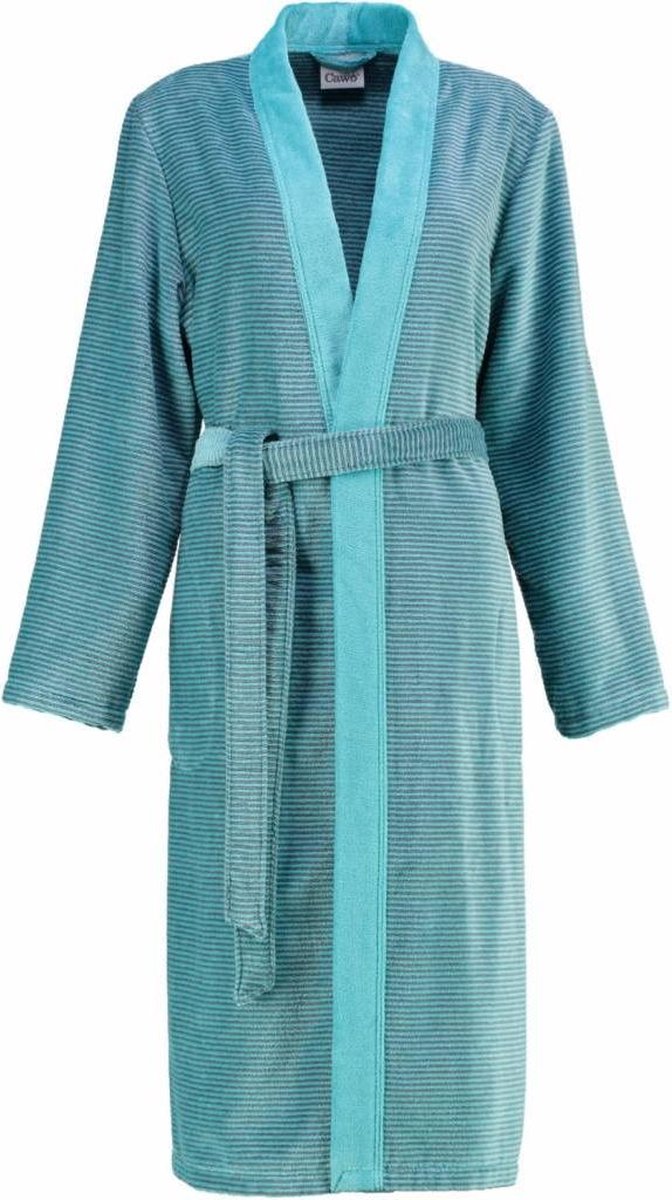 Cawö Cawo 6431 Velours Dames Badjas Kimono - Turkis 42