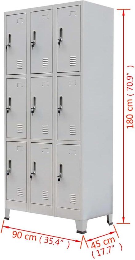 Authenticatie Mand Faculteit Lockerkast met 9 planken met spiegel 90x45x180 cm / locker kast met 9  vakken | bol.com