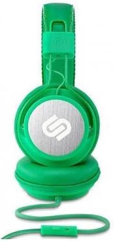 green headphones