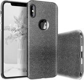 iPhone X & XS Hoesje - Glitter Back Cover - Zwart