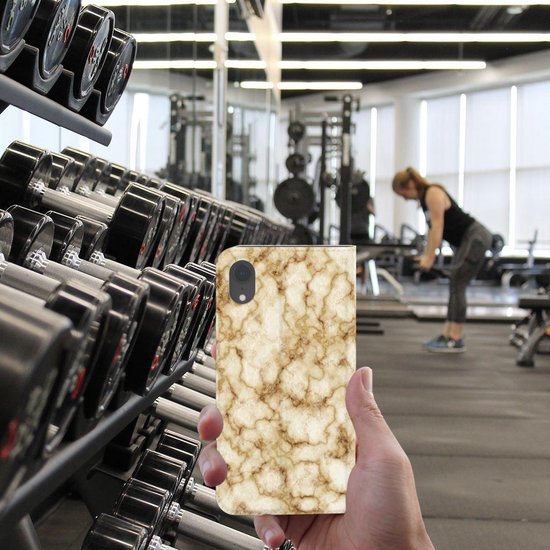 Couverture de livre iPhone XR avec fermeture magnétique Marble Goud
