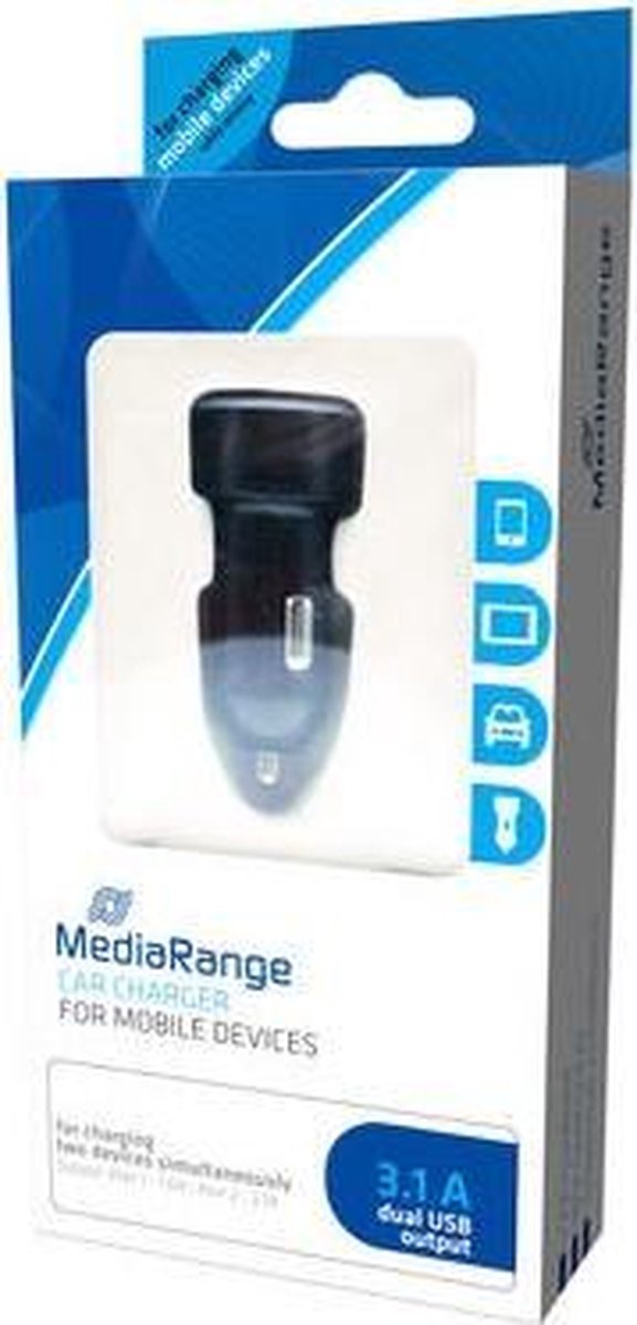 MediaRange MRMA103 dubbele 12V auto oplader voor mobiele apparaten