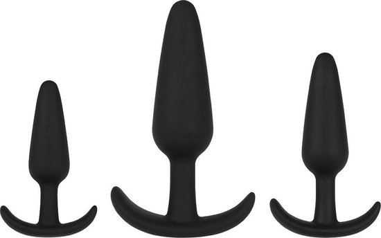 Plug It - Anal anker buttplug set - Silicone buttplugs anaal voor mannen - Zwart
