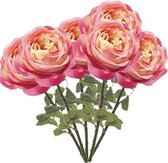 6x Roze rozen kunstbloem 66 cm - Kunstbloemen boeketten