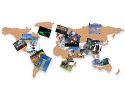 Luckies of London Kurk Wereldkaart - Prikbord voor reizen - Inclusief 16 pinnetjes