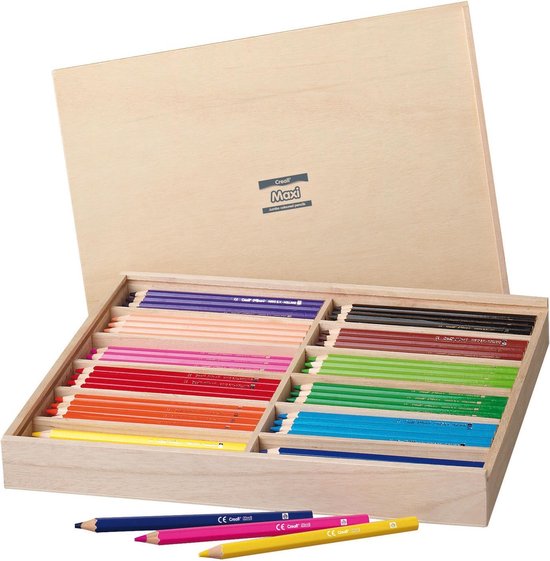 Crayons de couleur Creall Maxi dans boîte de rangement, 147 pcs. | bol