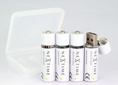 Pile rechargeable NeXtime USB - Piles AA - Rechargeable par USB - Pack de 4x AA Penlite