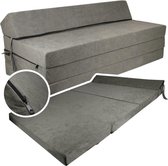 Opvouwbaar matras met hoofdkussen  Wasbare hoes  200cm x 120cm x 10cm  Grijs