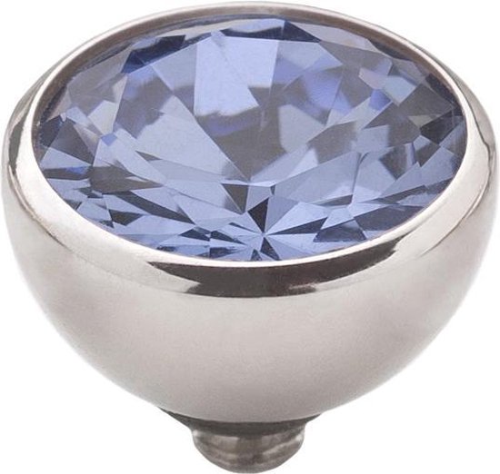 Melano twisted steen rond - zilverkleurig + jeans blue - dames - 8mm