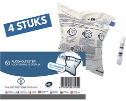 Alcoholtester - 4 stuks wegwerp ademtester geschikt voor Frankrijk NF keurmerk chroomvrij - voldoet aan de LAATSTE Franse kwaliteitsnorm - blaastest
