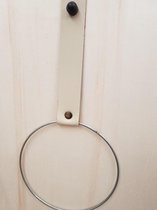 Leren handdoekring Creme