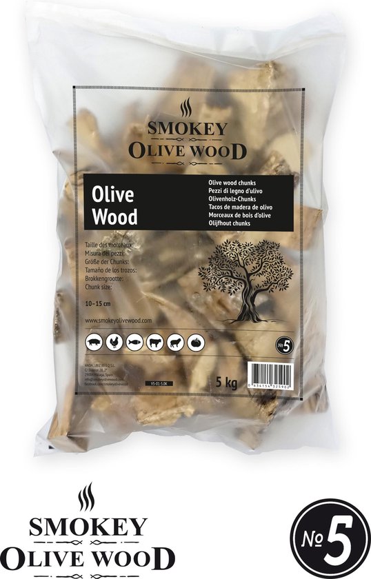 Smokey Olive Wood - Chunks - 5kg Olijfhout - voor de BBQ en Smoker - grote brokken ø 5cm-10cm