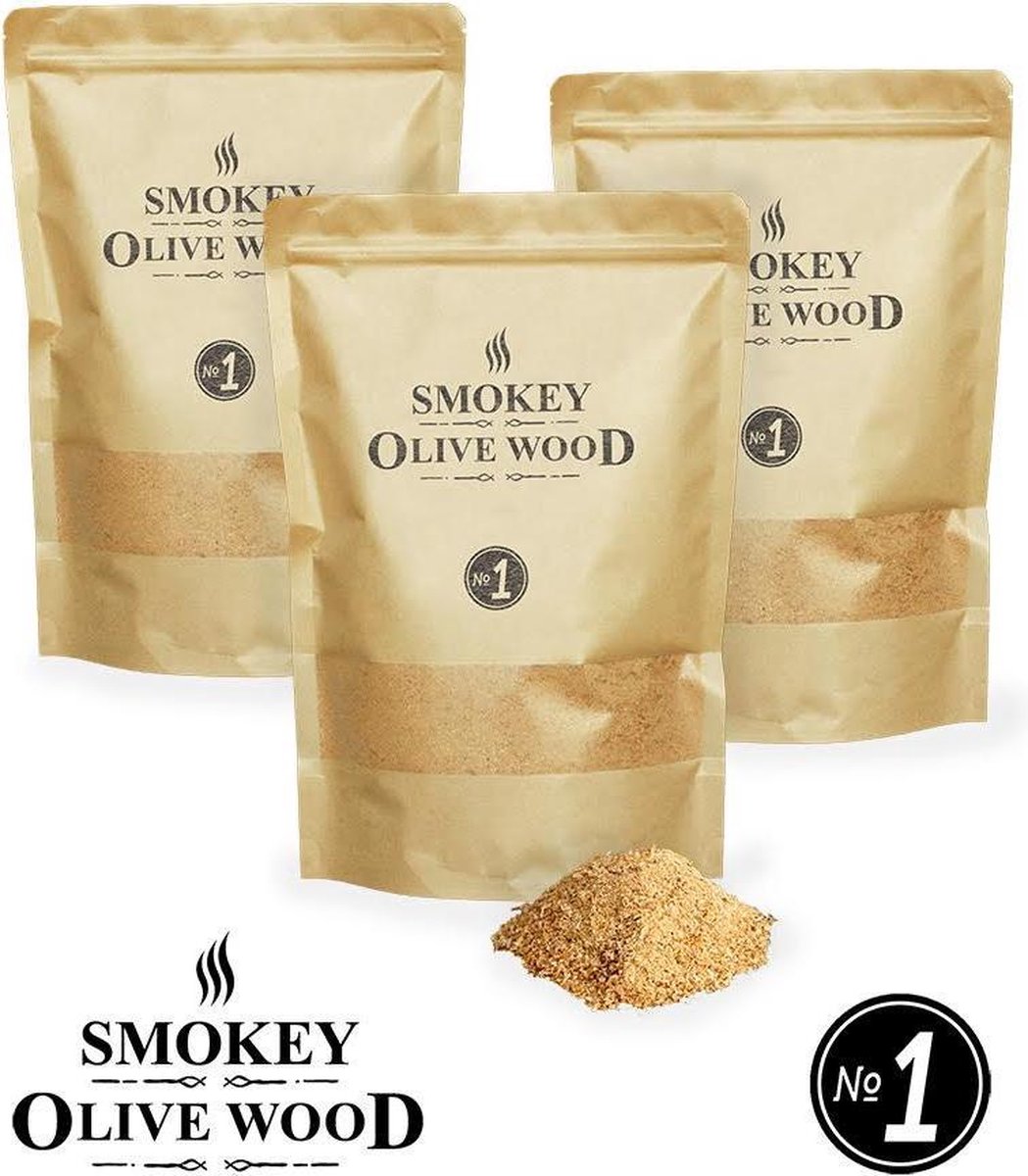 Smokey Olive Wood - Rookmot - 3 x 1,5L, olijfhout - Rookmeel fijn ø 0-1mm - Smokey Olive Wood