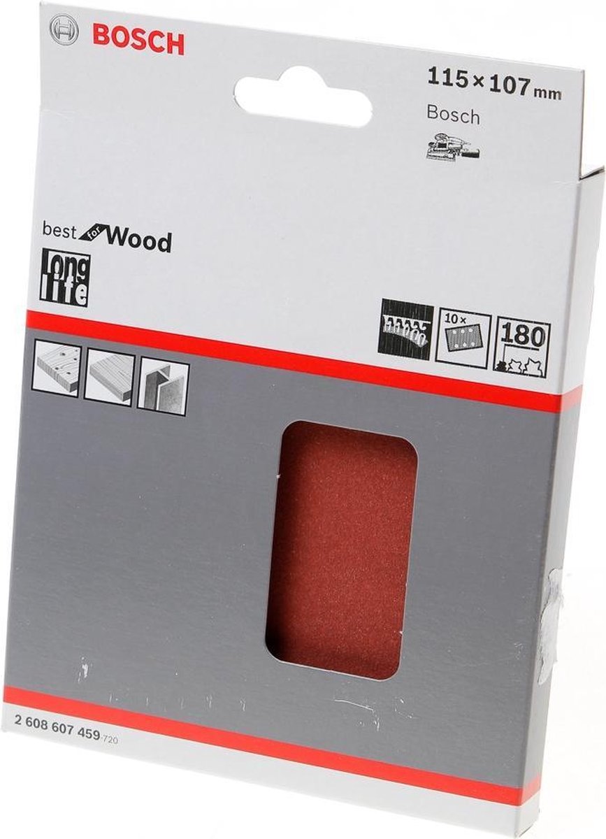 Bosch 10-delige schuurbladenset 115 x 107 mm, best wood+paint - korrel 180