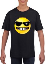 Smiley/ emoticon t-shirt stoer zwart kinderen M (134-140)