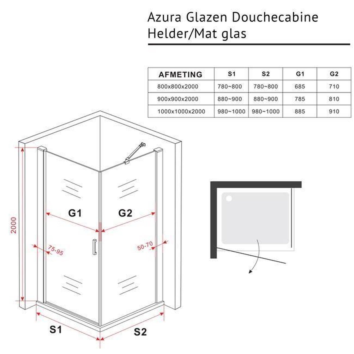 Diamond Line Azura Douchecabine 90x90 Vierkant Chroom