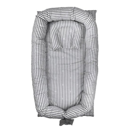 Draagbaar babybed – Baby bed - Babynest – Babynestje – 100% Katoen – Grijs/Wit
