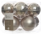 5 stuks Kerstbal glas emaille-mat diameter 6cm naturel linnen KSD