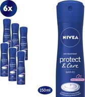 NIVEA Protect & Care - 6 x 150 ml - Voordeelverpakking - Deodorant Spray