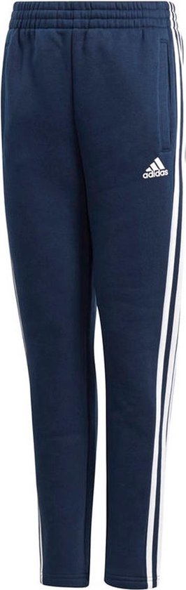 adidas - Young Boys 3 Stripes BR Pant - Fleece Broek - 140 - Blauw | bol.com