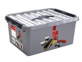 Sunware Q-Line Storage Box - 15L - With Tray - Silver / Shoe Polish