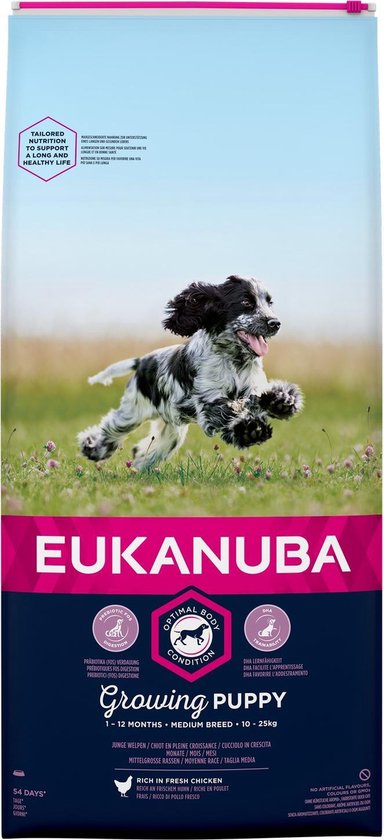 Eukanuba Dog Puppy Medium Breed- Kip - Puppyvoer - 15 kg