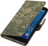Lace Bookstyle Wallet Case Hoesjes Geschikt voor Huawei Honor 7 Donker Groen