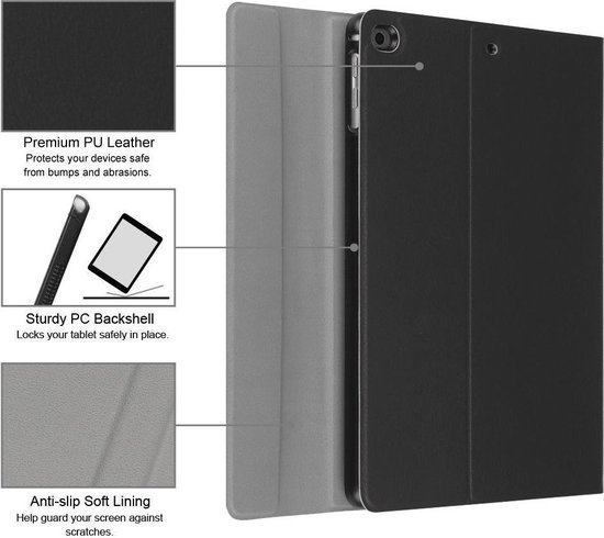 Hoes met Toetsenbord en Screenprotector geschikt voor iPad 2018 / 2017 9.7 inch - Book Case Cover Zwart