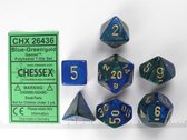 Chessex Gemini Blue-Green/gold Polydice Dobbelsteen Set (7 stuks)