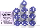 Chessex Opaque Purple/white D10 Dobbelsteen Set (10 stuks)