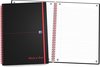 OXFORD Bloc spiralé noir et rouge avec couvercle en plastique et fermeture élastique A5 - 140 pages - 90g ligné