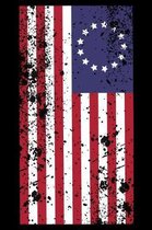 Betsy Ross Distressed Retro American Flag Lined Composition Notebook