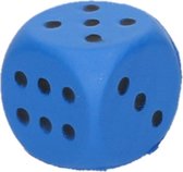 Foam dobbelsteen blauw 4 x 4 cm - Speelgoed dobbelstenen