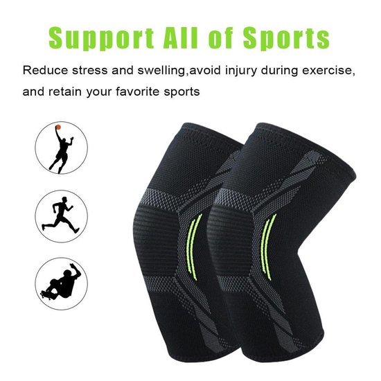 Bodyprox Knie Compressie Sleeve 2 Pack voor mannen en vrouwen, kniesteun Brace voor hardlopen en sporten (M