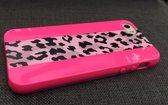 Apple Iphone 5 / 5S / SE2016 Hot pink siliconen hoesje - jachtluipaard streep
